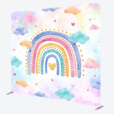 Aperturee - Aperturee Colorful Rainbow Clouds Birthday Pillow Case Backdrop